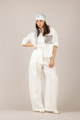 TENSIONE IN - S26CE15 - CAMICIA IN LINO TASCA PAILLETTES NATURALE