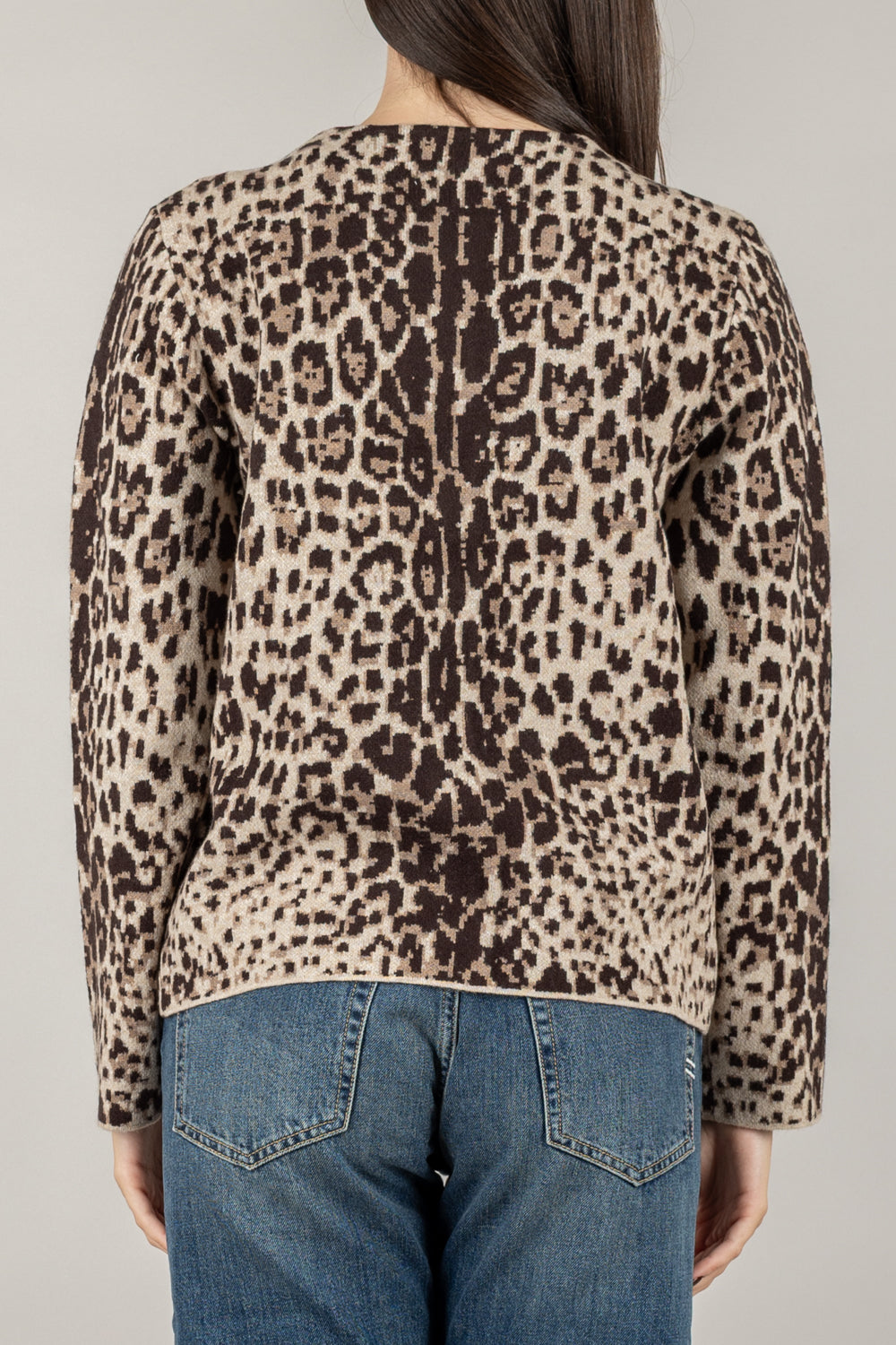 STORY - CARDIGAN GIROCOLLO ANIMALIER