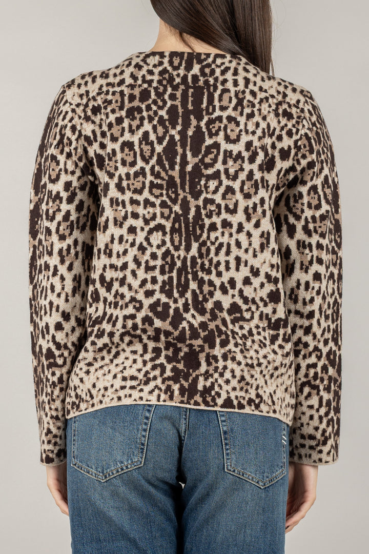 STORY - CARDIGAN GIROCOLLO ANIMALIER