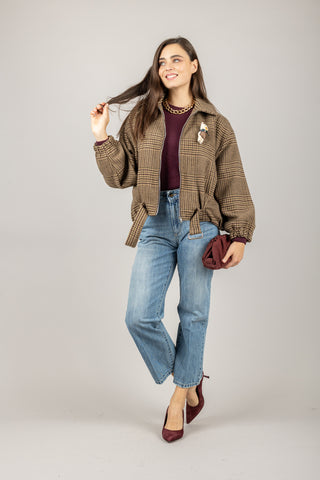 DIXIE - V648Y048 - BOMBER PIED DE POULE CON SPILLA