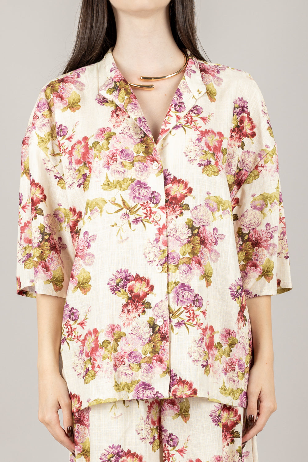 TENSIONE IN - 37149 - CAMICIA STAMPA ROSE MANICA 3/4