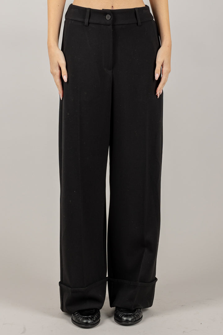 TENSIONE IN - 26P1124 - PANTALONE A PALAZZO CON RISVOLTO