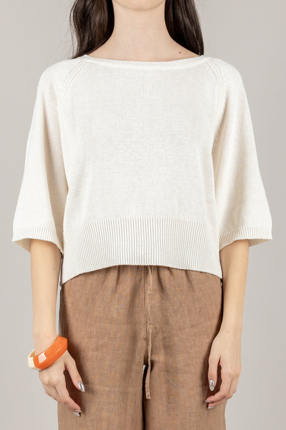 VICOLO - 77108D - MAGLIA FILO DI COTONE OVER MEZZA MANICA