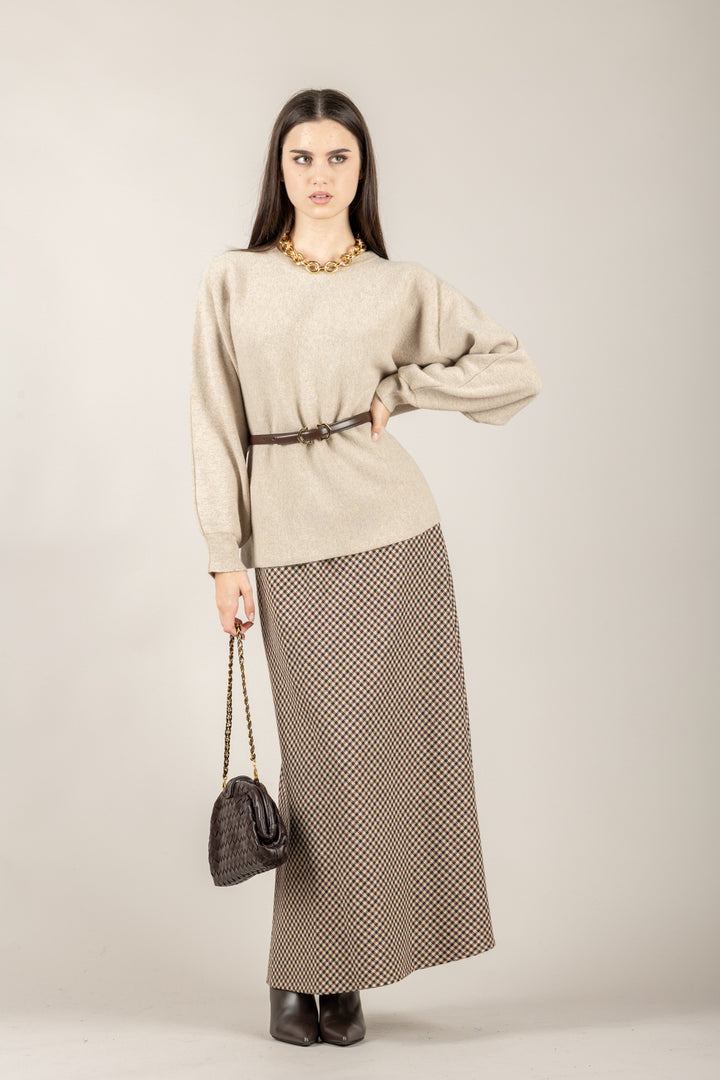 VICOLO - 22207F - MAGLIA MANICA PALLONCINO CON CINTURA