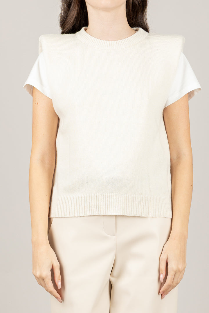 TENSIONE IN - D80088 - MAGLIA SMANICATA CON SPALLINE