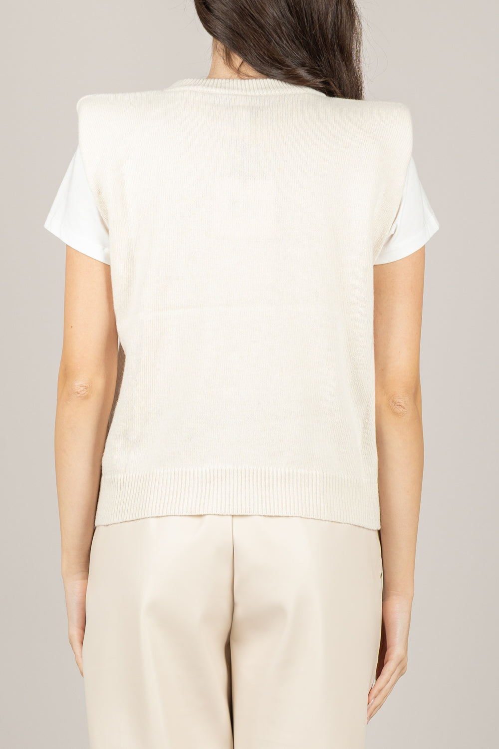 TENSIONE IN - D80088 - MAGLIA SMANICATA CON SPALLINE