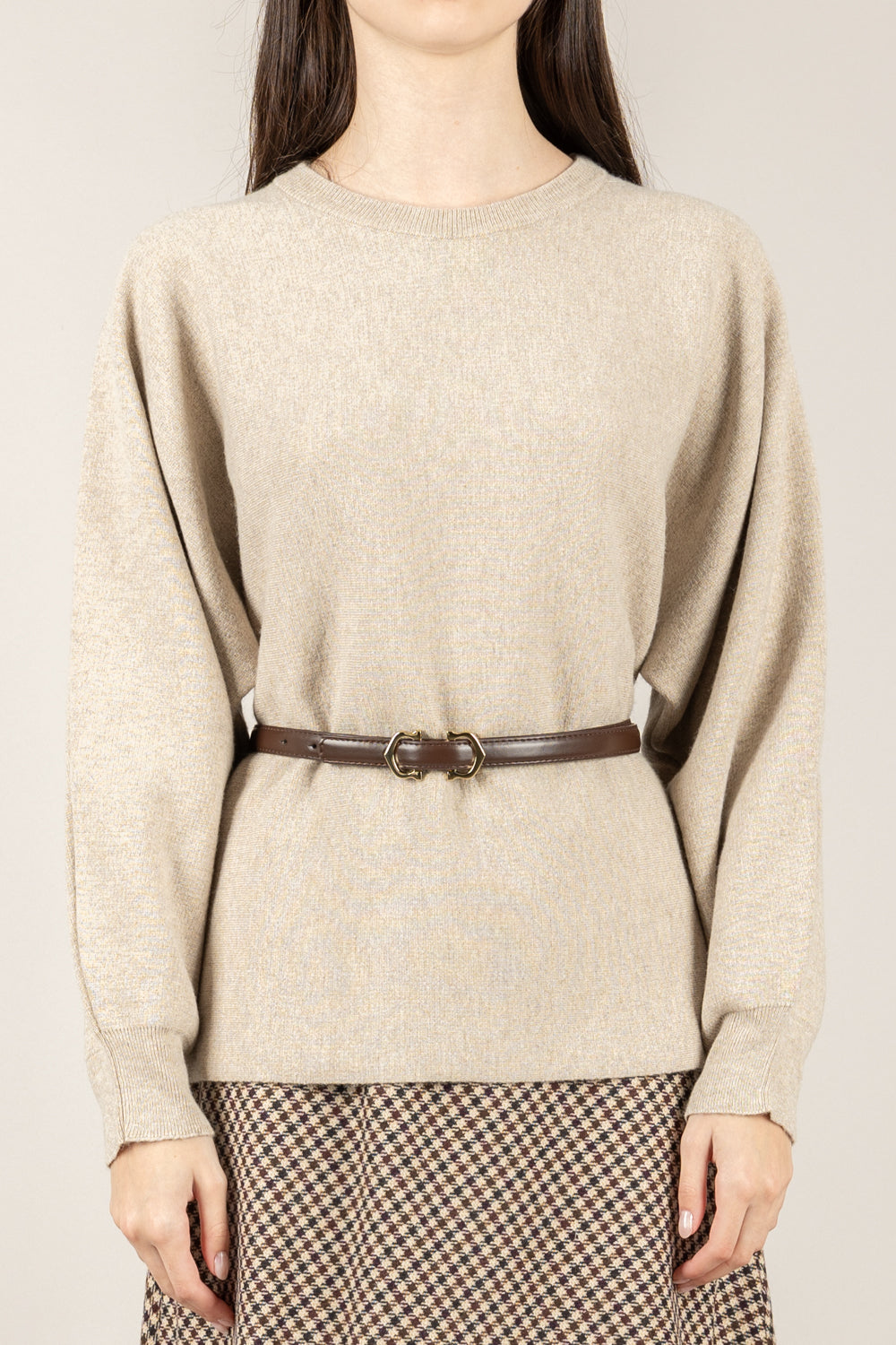 VICOLO - 22207F - MAGLIA MANICA PALLONCINO CON CINTURA