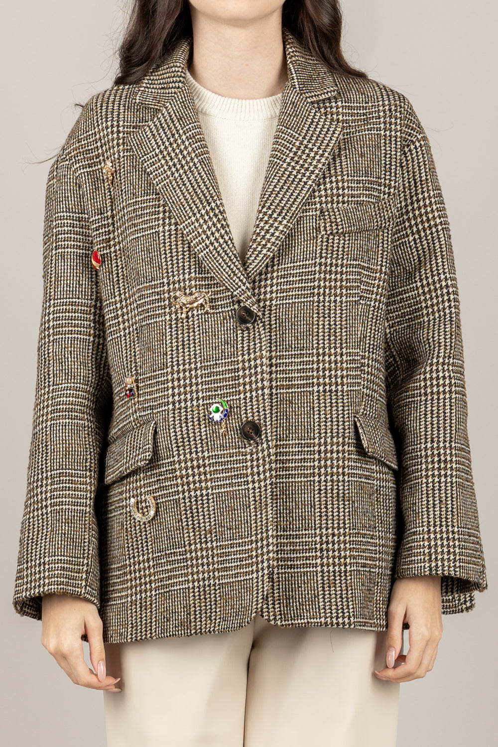 TENSIONE IN - 26B1370 - GIACCA PRINCIPE DI GALLES CON SPILLE