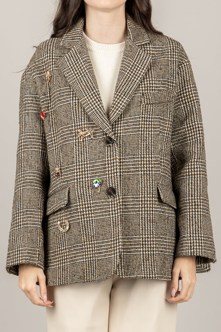 TENSIONE IN - 26B1370 - GIACCA PRINCIPE DI GALLES CON SPILLE