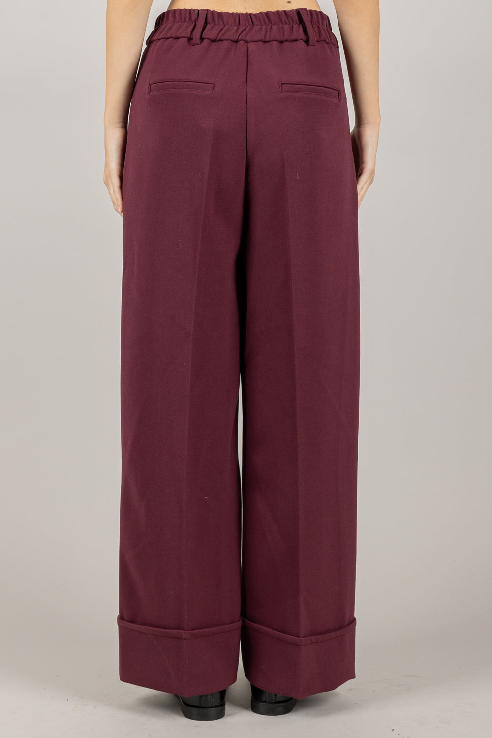 TENSIONE IN - 26P1124 - PANTALONE A PALAZZO CON RISVOLTO