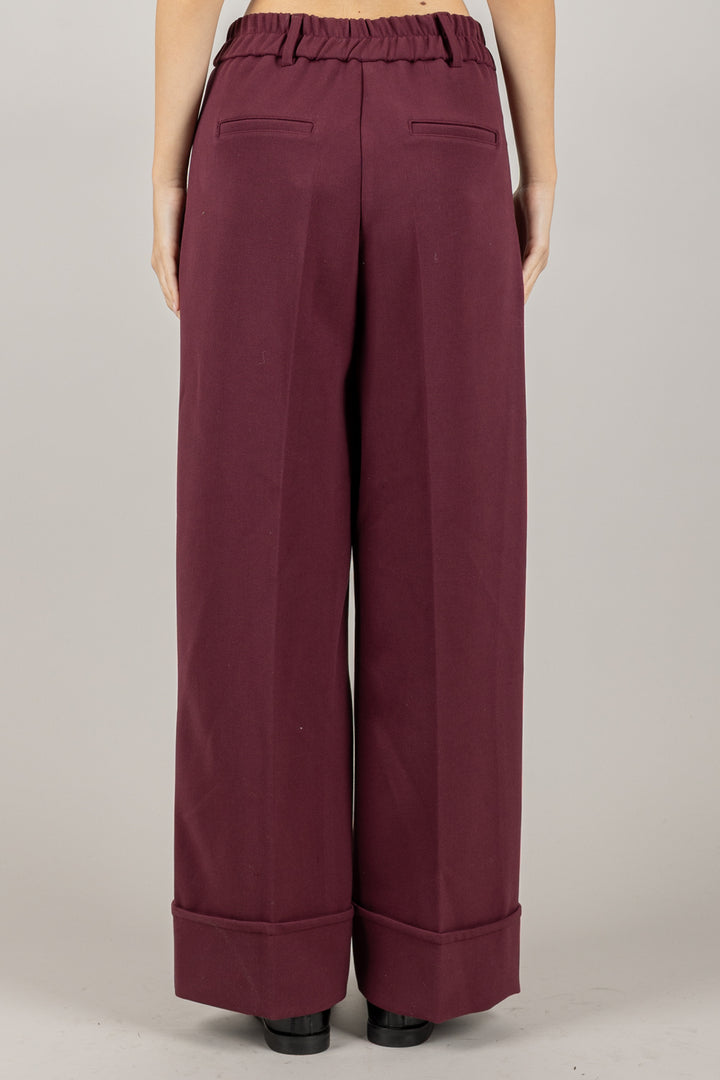 TENSIONE IN - 26P1124 - PANTALONE A PALAZZO CON RISVOLTO