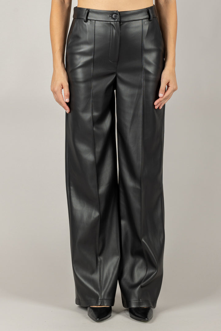 TENSIONE IN - 26P647 - PANTALONE A PALAZZO IN ECOPELLE