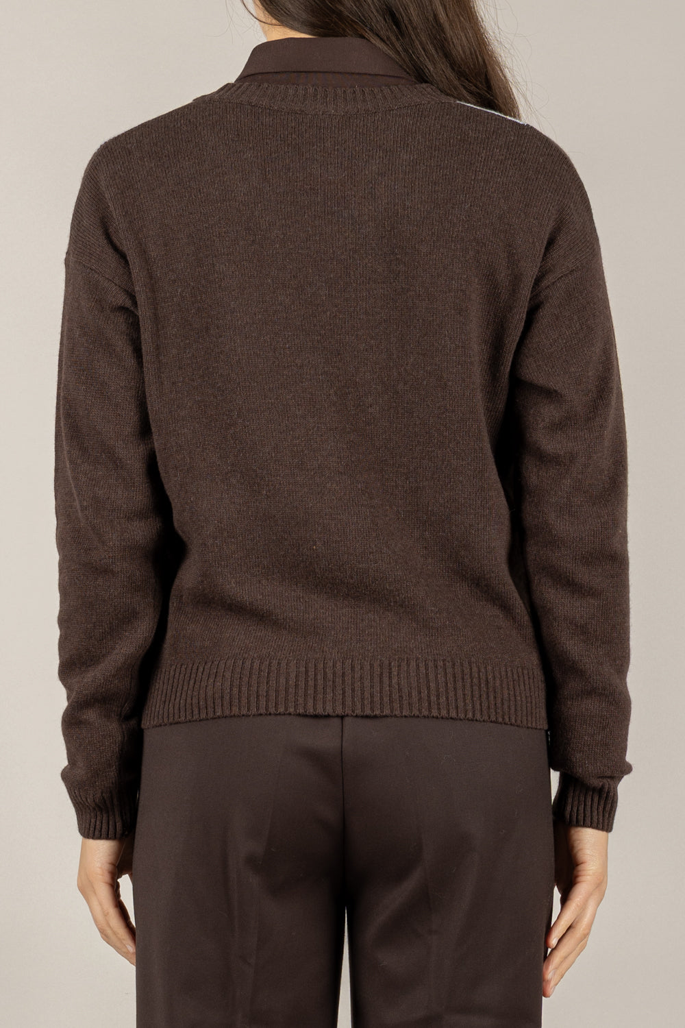 TENSIONE IN - D82060 - MAGLIA SCOLLO A V CON ROMBI