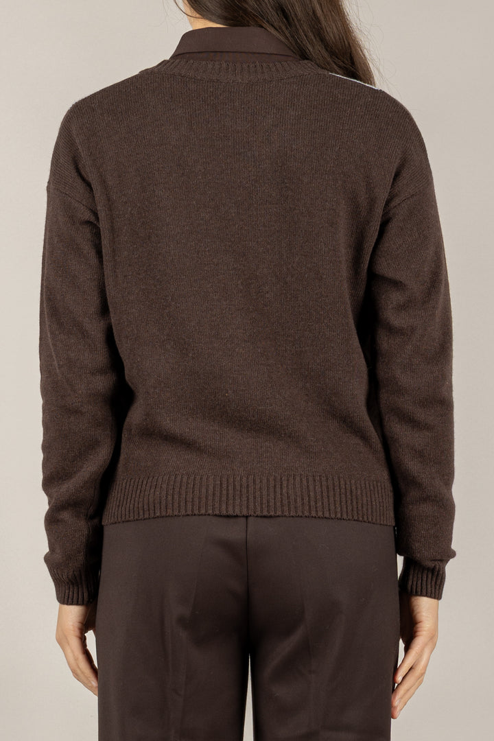 TENSIONE IN - D82060 - MAGLIA SCOLLO A V CON ROMBI