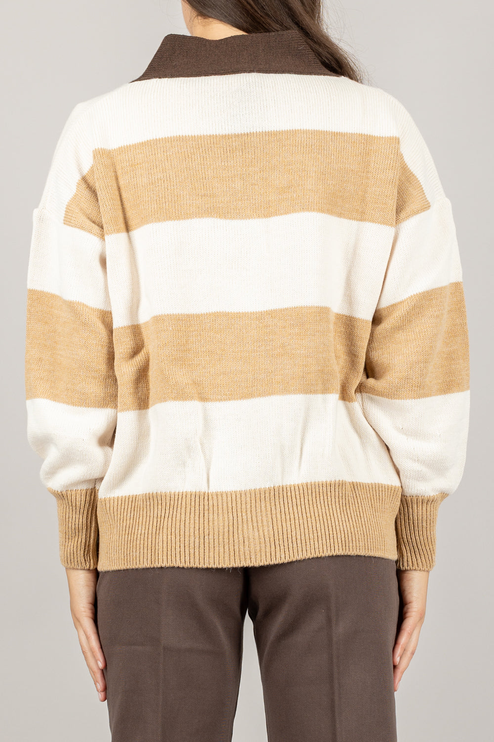 VICOLO - 77241F - CARDIGAN RIGATO "C'EST LA VIE"