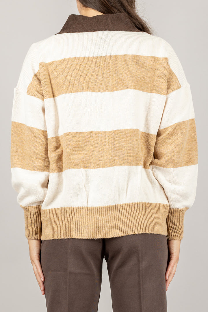 VICOLO - 77241F - CARDIGAN RIGATO "C'EST LA VIE"