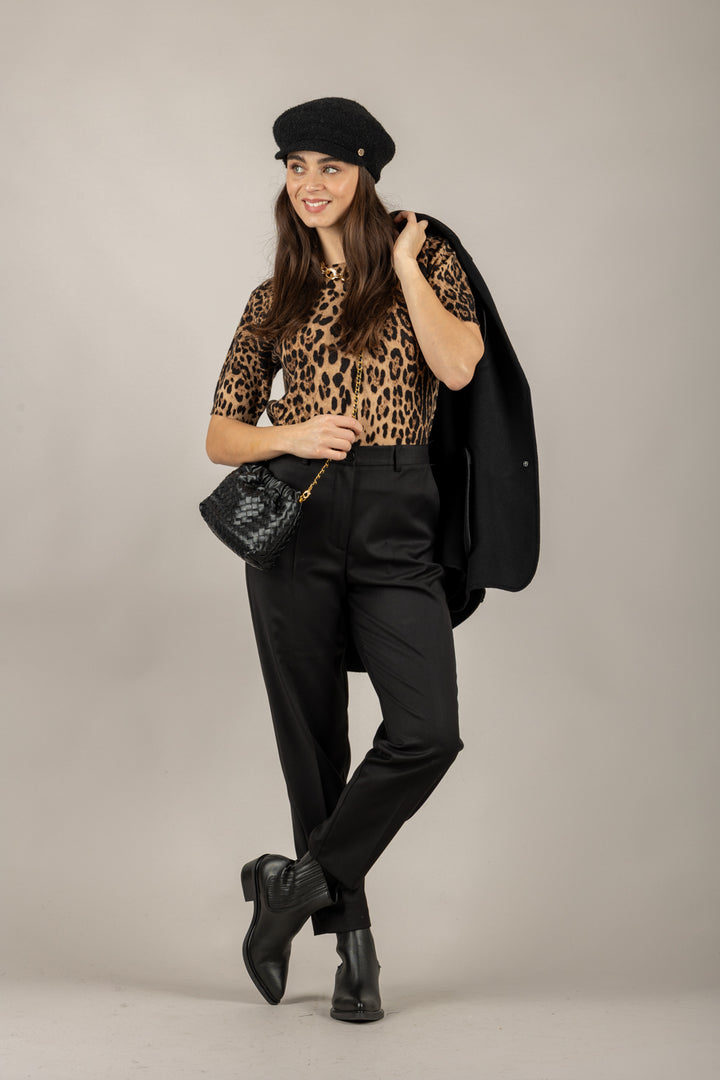 VICOLO - 22062F - MAGLIA ANIMALIER MANICHE CORTE