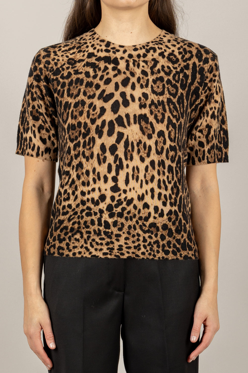 VICOLO - 22062F - MAGLIA ANIMALIER MANICHE CORTE