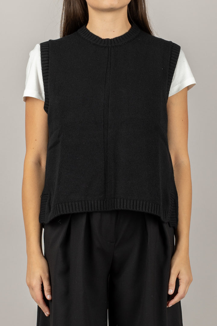 VICOLO - 77215F - GILET GIROCOLLO CON DETTAGLIO FRONTALE