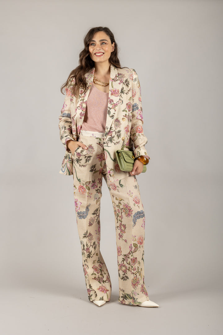 VICOLO - TD2222 - PANTALONE A PALAZZO FLOREALE