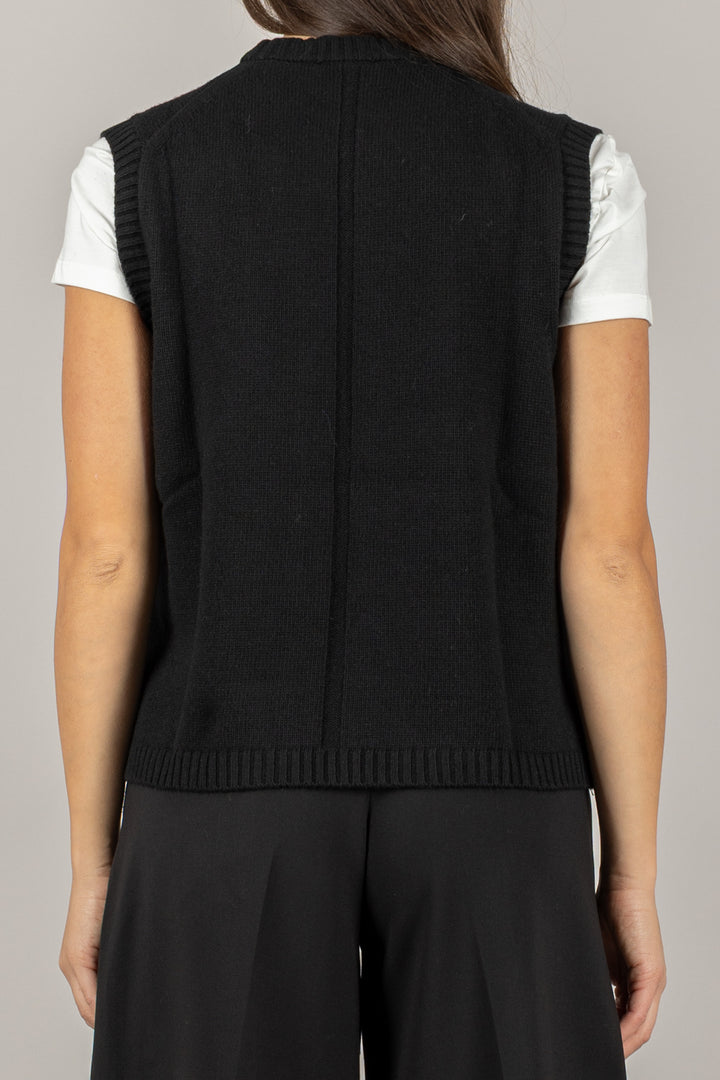 VICOLO - 77215F - GILET GIROCOLLO CON DETTAGLIO FRONTALE