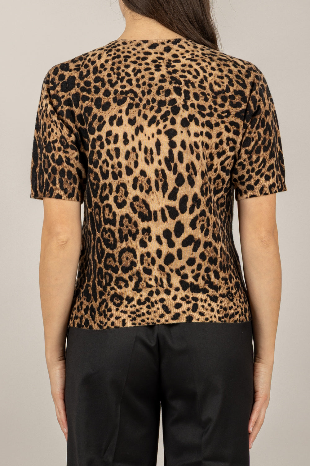 VICOLO - 22062F - MAGLIA ANIMALIER MANICHE CORTE