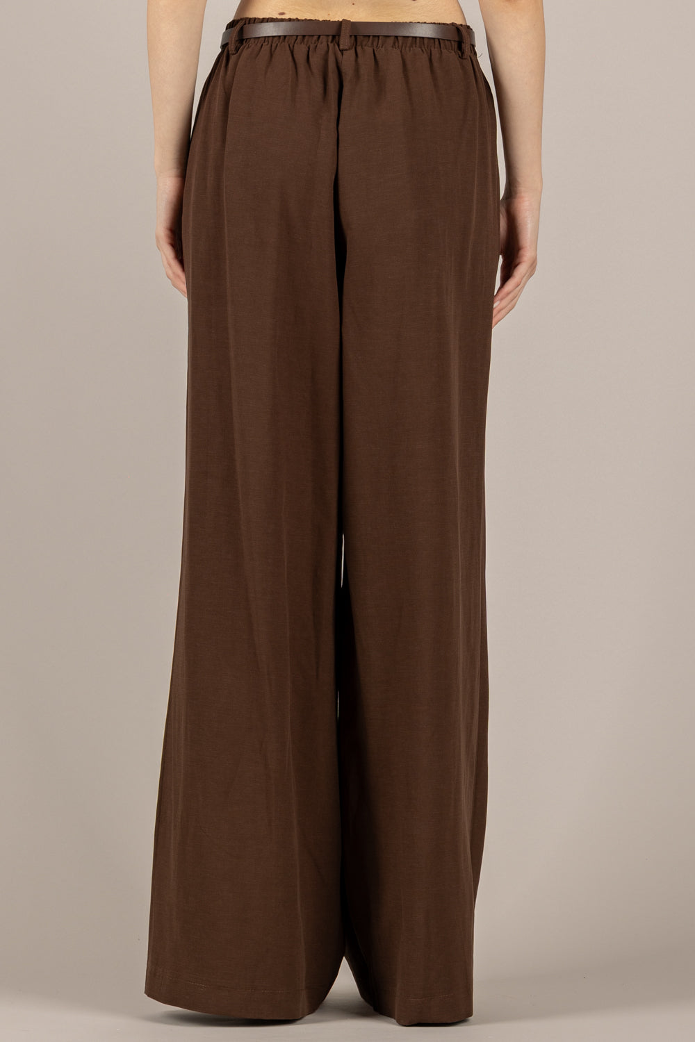 HAVEONE - PIA-Q551 - PANTALONE PALAZZO CON CINTA FINA MORO
