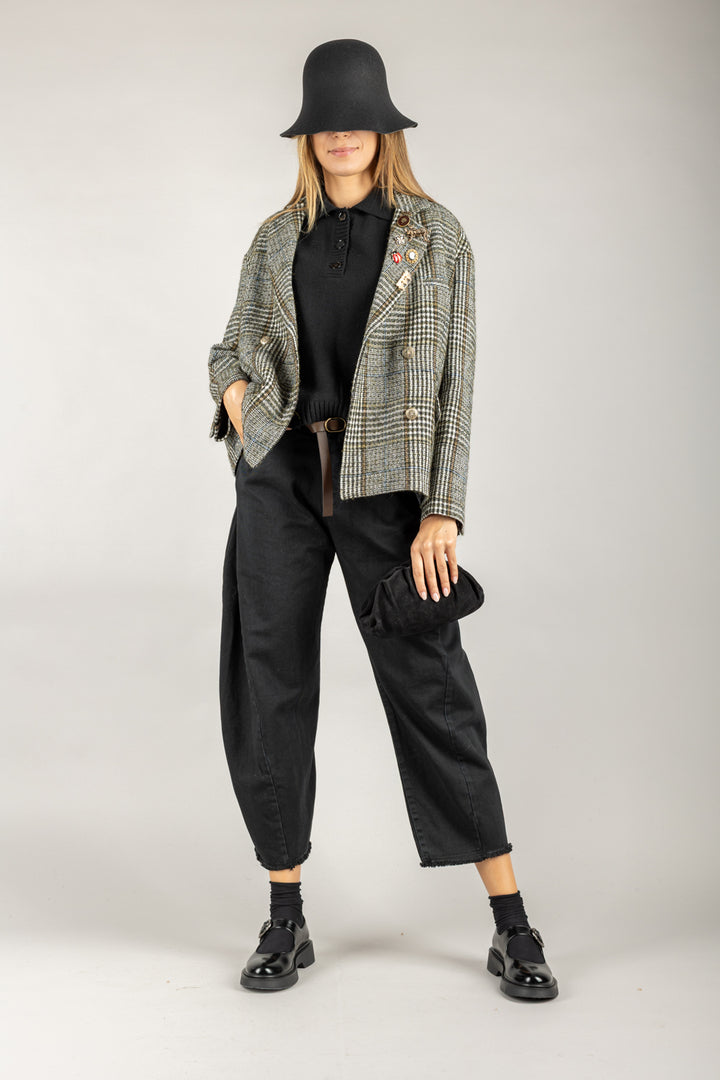 TENSIONE IN - W25P371 - PANTALONE CARROT CON CINTA
