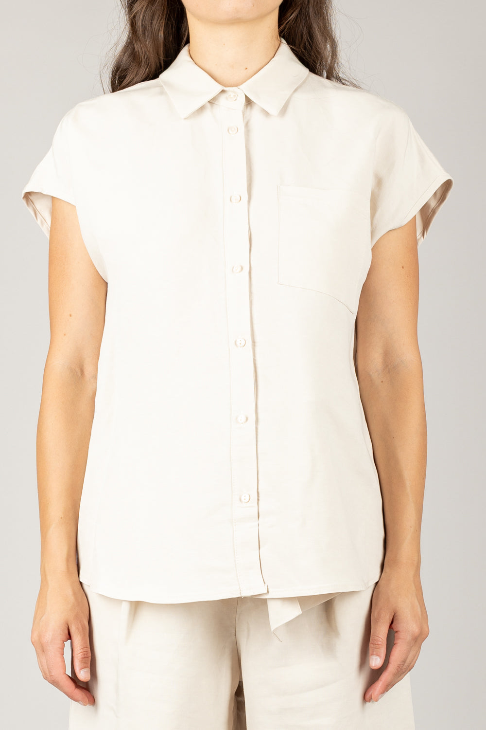 TENSIONE IN - C50308AT - CAMICIA MANICA CORTA MISTO LINO
