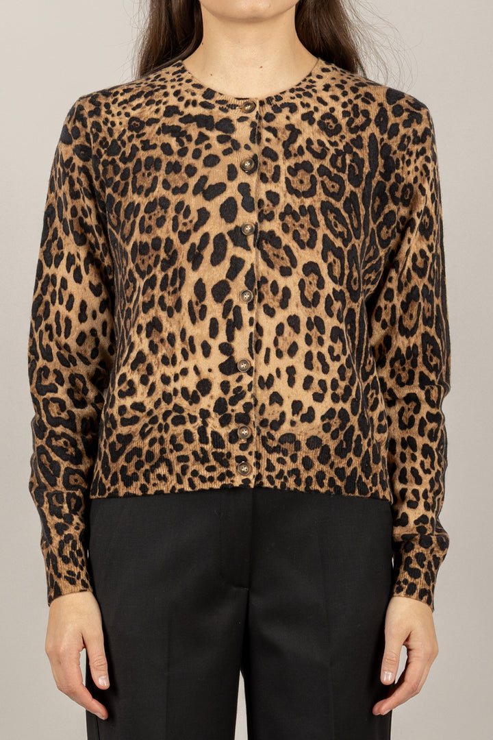 VICOLO - 22063F - CARDIGAN ANIMALIER GIROCOLLO