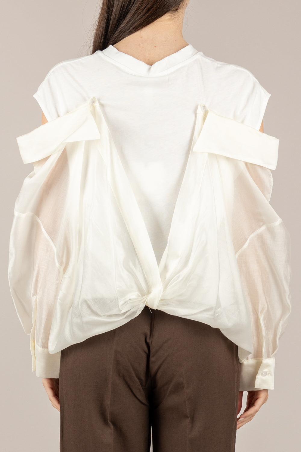 TENSIONE IN - PE260224 - T-SHIRT CAMICIA DOPPIO TESSUTO PANNA/PANNA