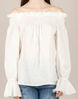VICOLO - TAB2174 - BLUSA SCOLLO SHIFFER  BIANCO
