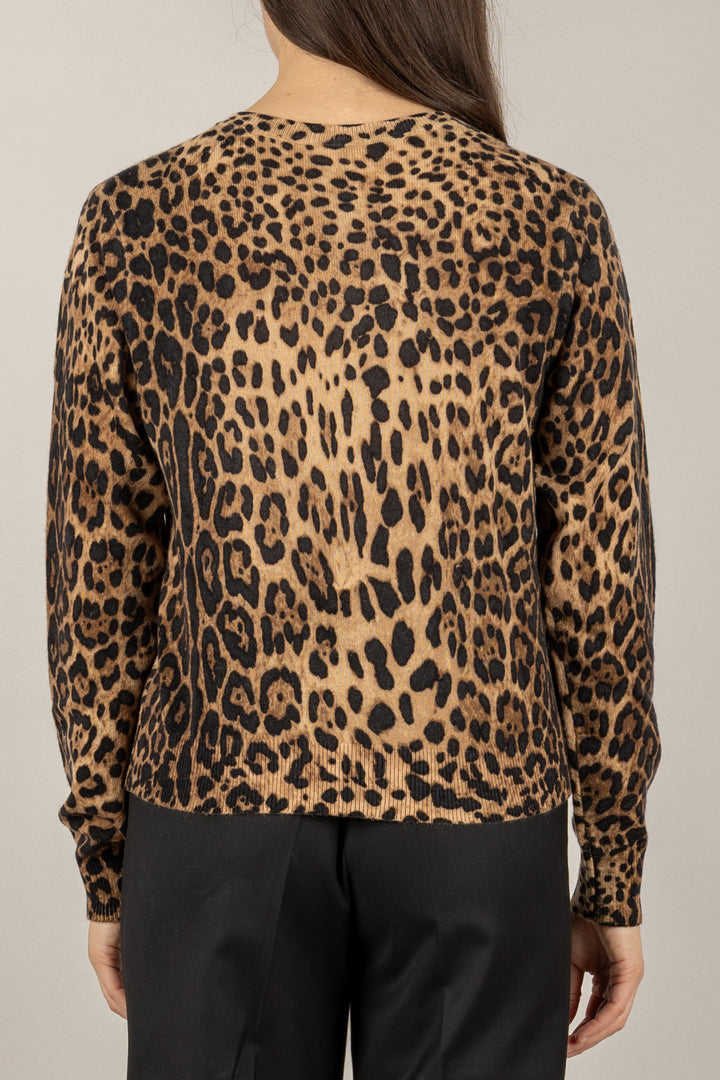 VICOLO - 22063F - CARDIGAN ANIMALIER GIROCOLLO