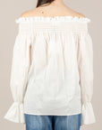VICOLO - TAB2174 - BLUSA SCOLLO SHIFFER  BIANCO