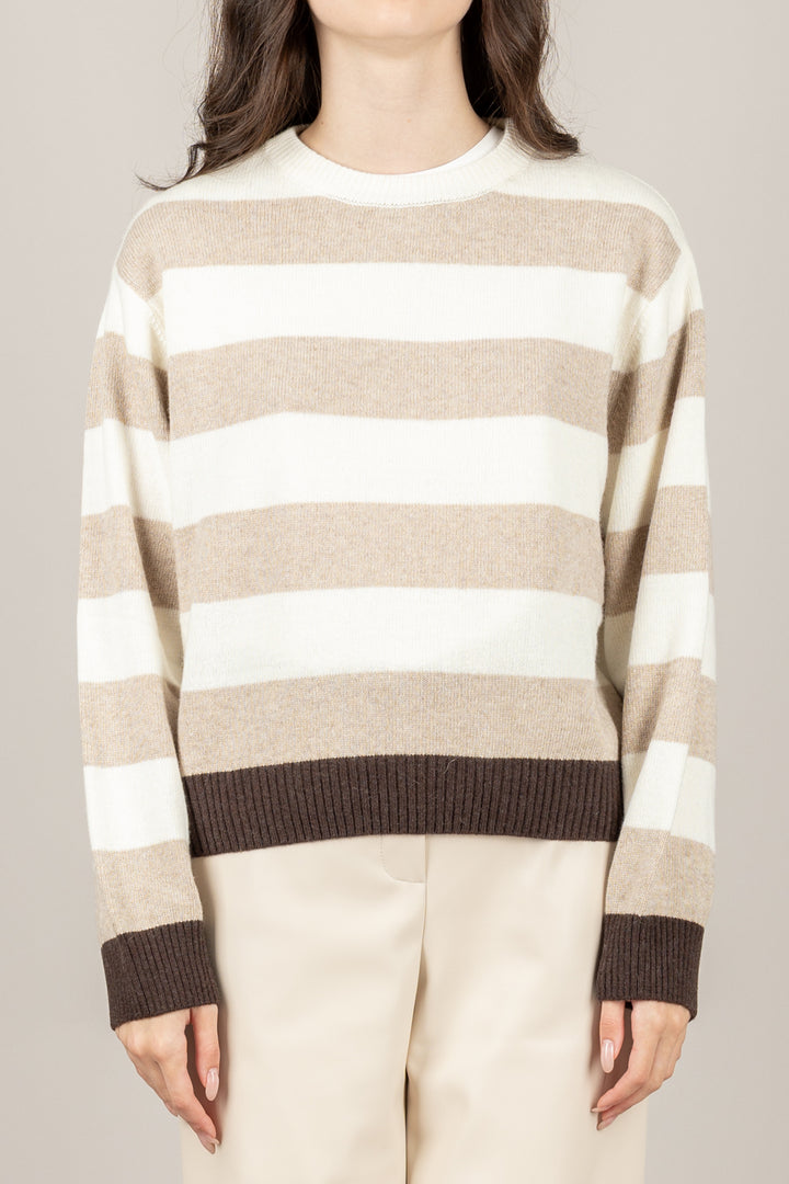 TENSIONE IN - D82002 - MAGLIA A RIGHE GIROCOLLO