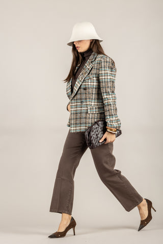 TENSIONE IN - 26B1504 - GIACCA CHECK DOPPIO PETTO CON SPILLE