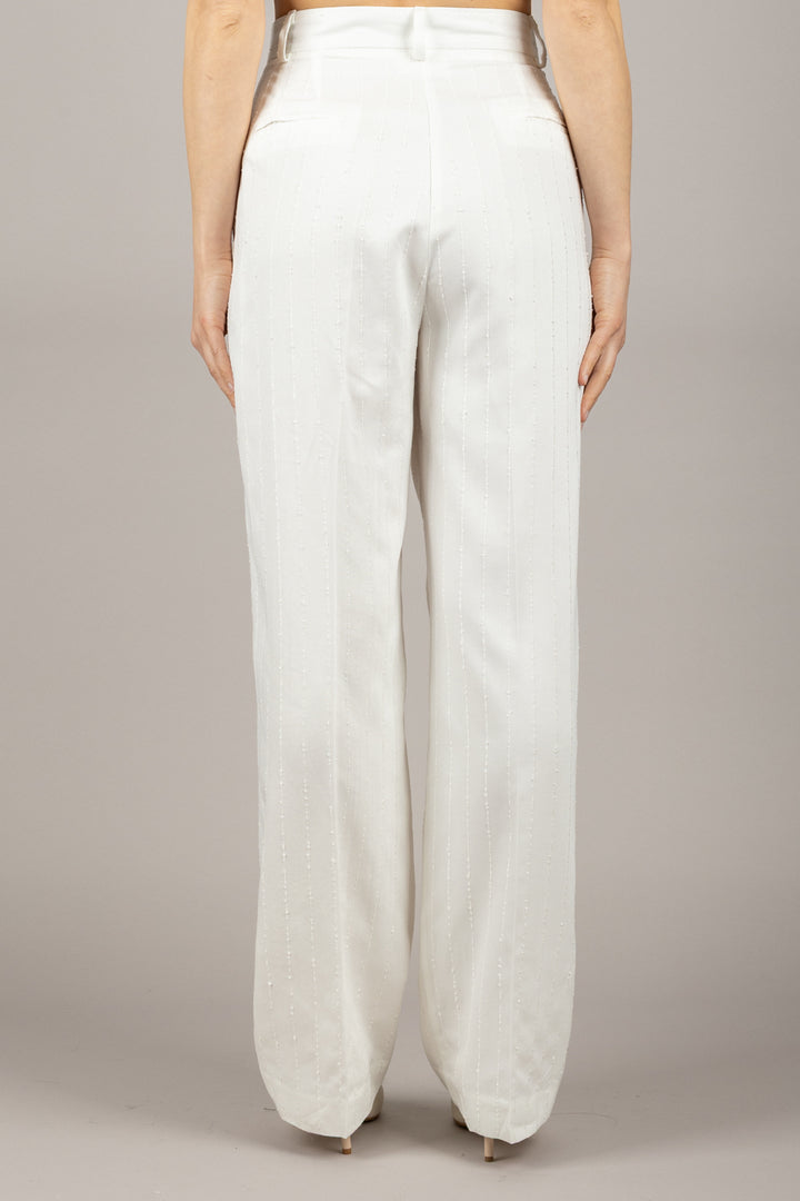 VICOLO - TD1391 - PANTALONE A PALAZZO CON LINEA RICAMATA