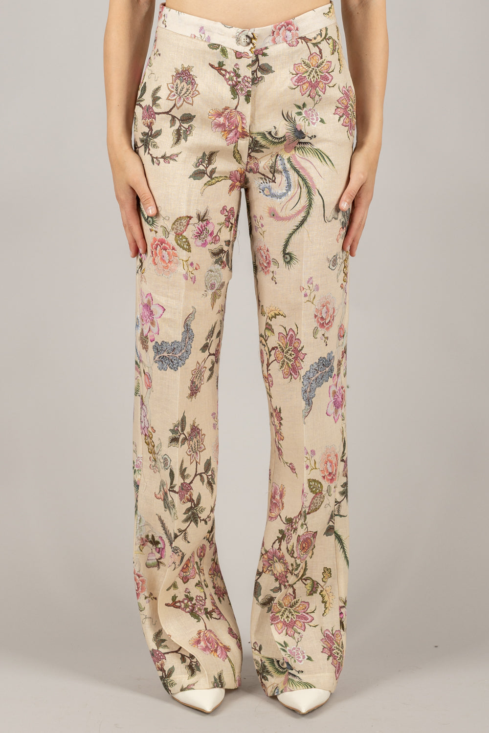 VICOLO - TD2222 - PANTALONE A PALAZZO FLOREALE