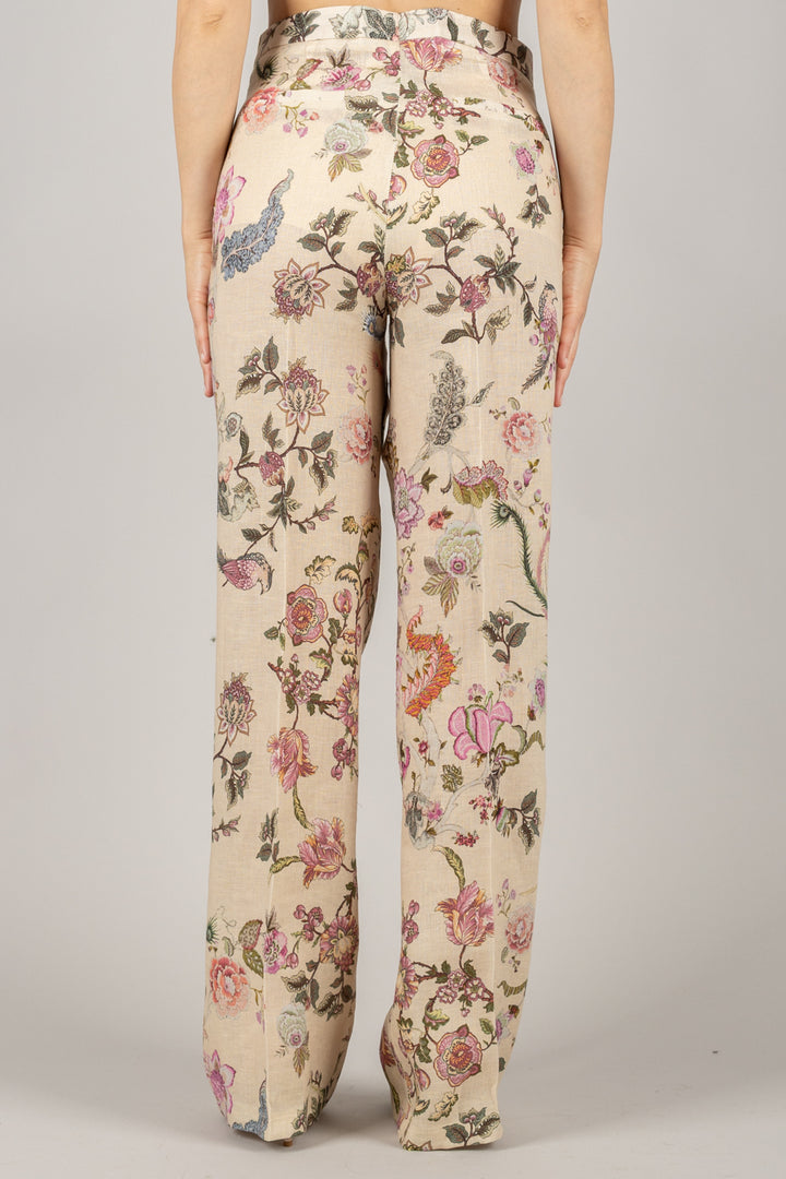 VICOLO - TD2222 - PANTALONE A PALAZZO FLOREALE