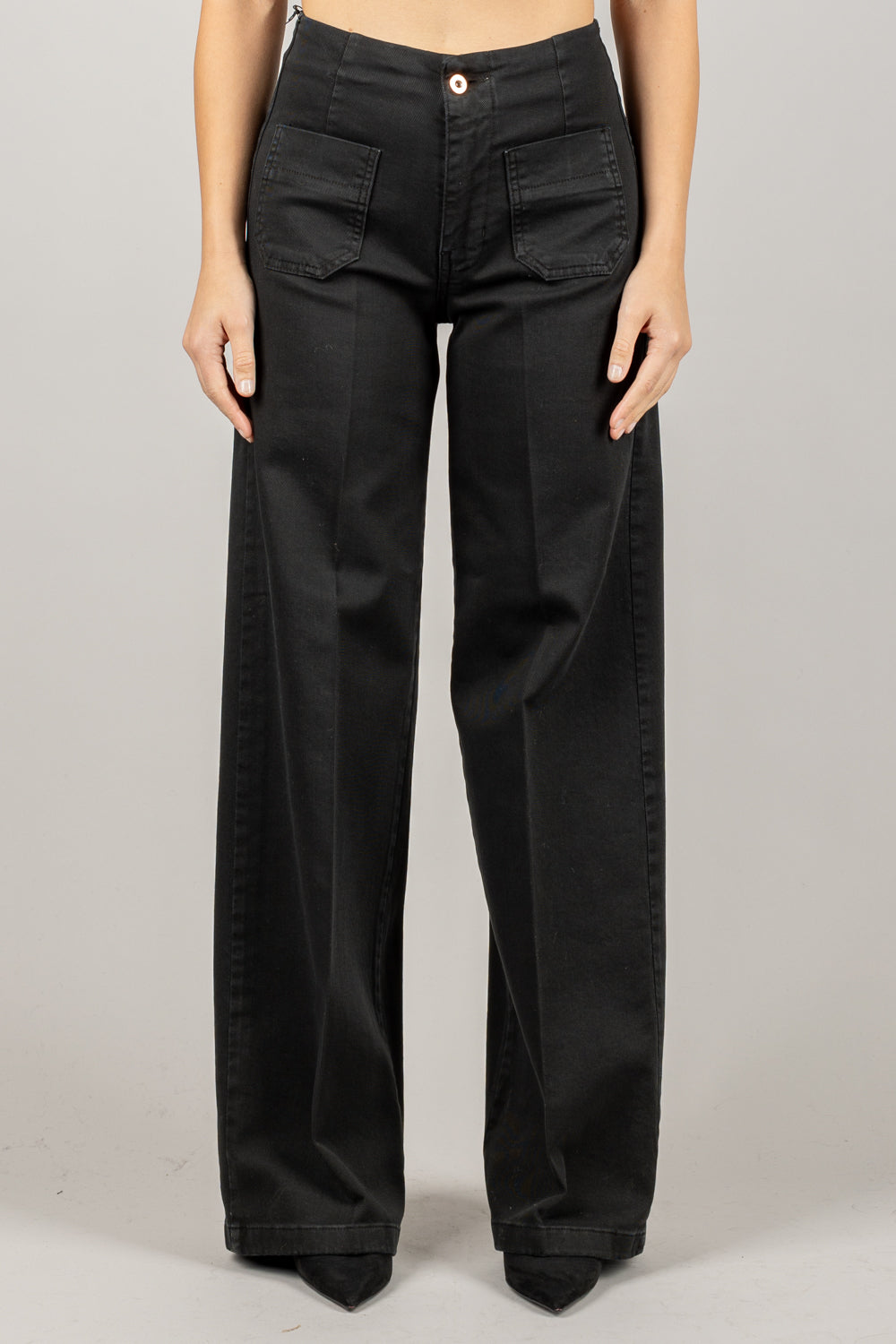 TENSIONE IN - CJ12707 - JEANS PALAZZO CON TASCHINI