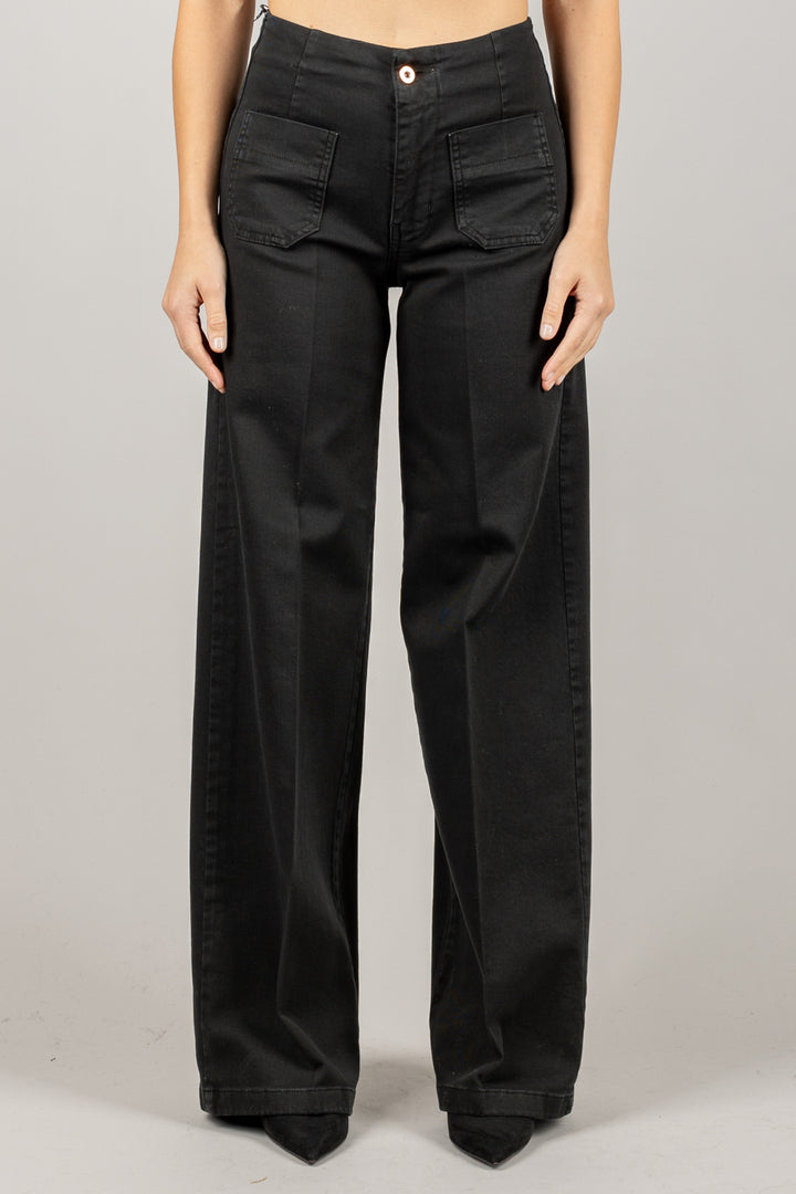 TENSIONE IN - CJ12707 - JEANS PALAZZO CON TASCHINI