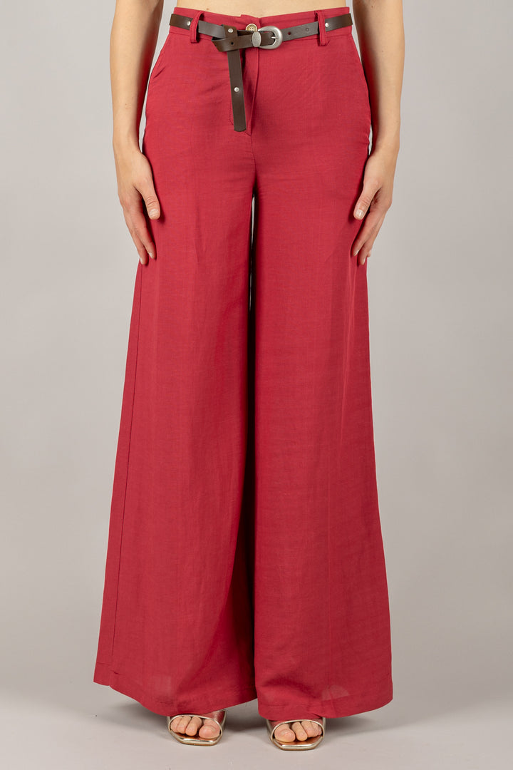 TENSIONE IN - 25P7702 - PANTALONE PALAZZO CON CINTA