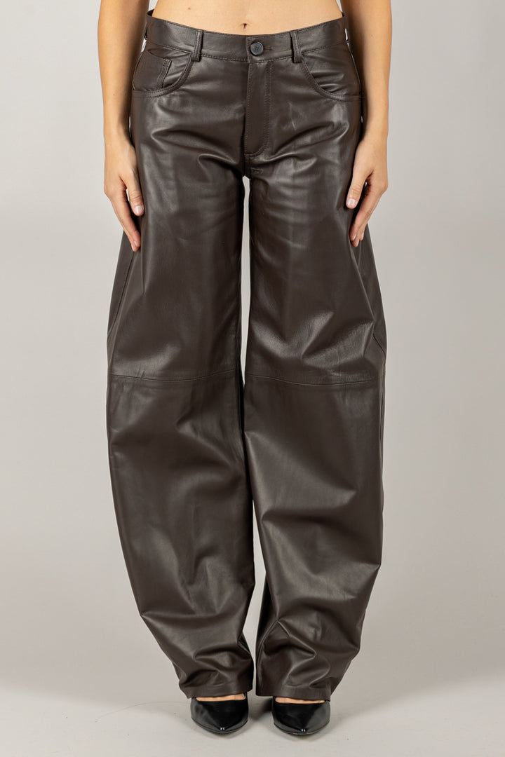 VICOLO - TF0315 - PANTALONE BARREL VERA PELLE