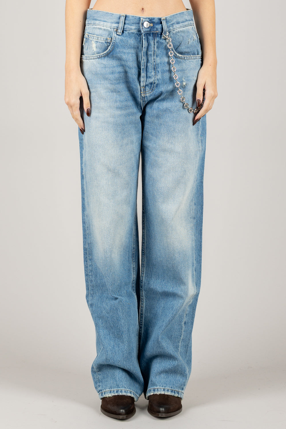 VICOLO - DF5063 - JEANS ADRIANA GAMBA DRITTA CON CATENA