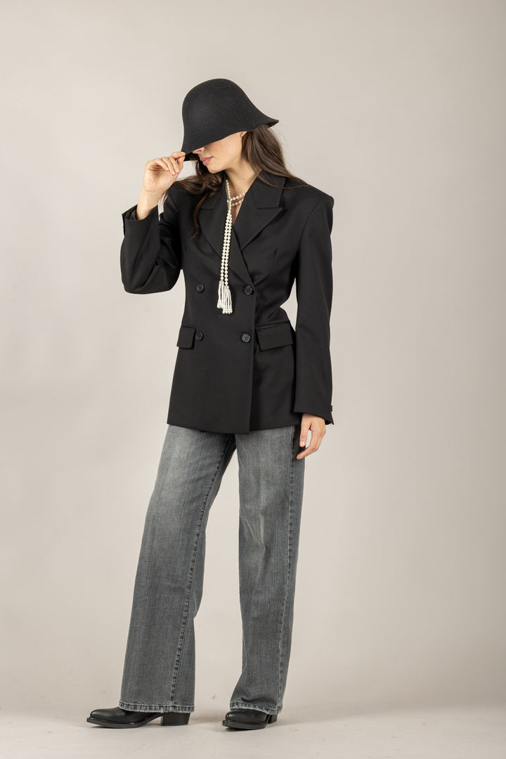 VICOLO - TF2044 - GIACCA DOPPIO PETTO SFIANCATA CON BOTTONI POSTERIORI