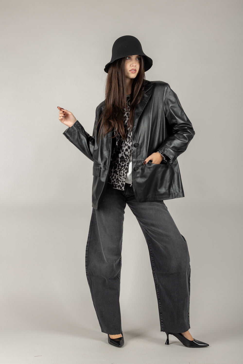 VICOLO - TF0271 - GIACCA LUNGA VERA PELLE