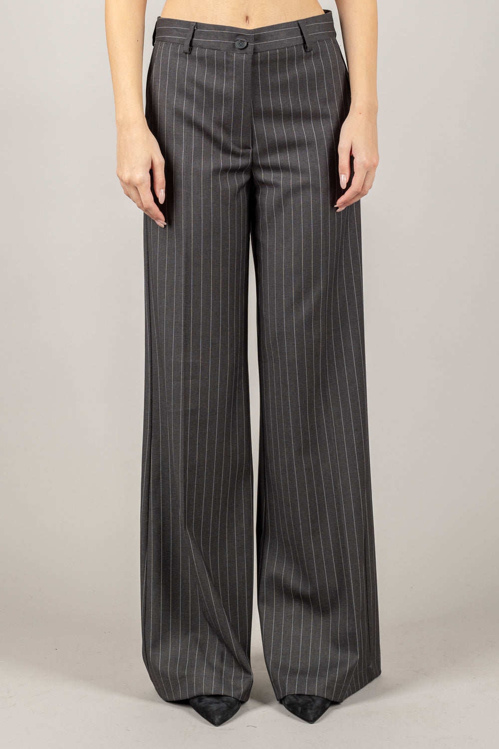 VICOLO - TF1809 - PANTALONE PALAZZO GESSATO