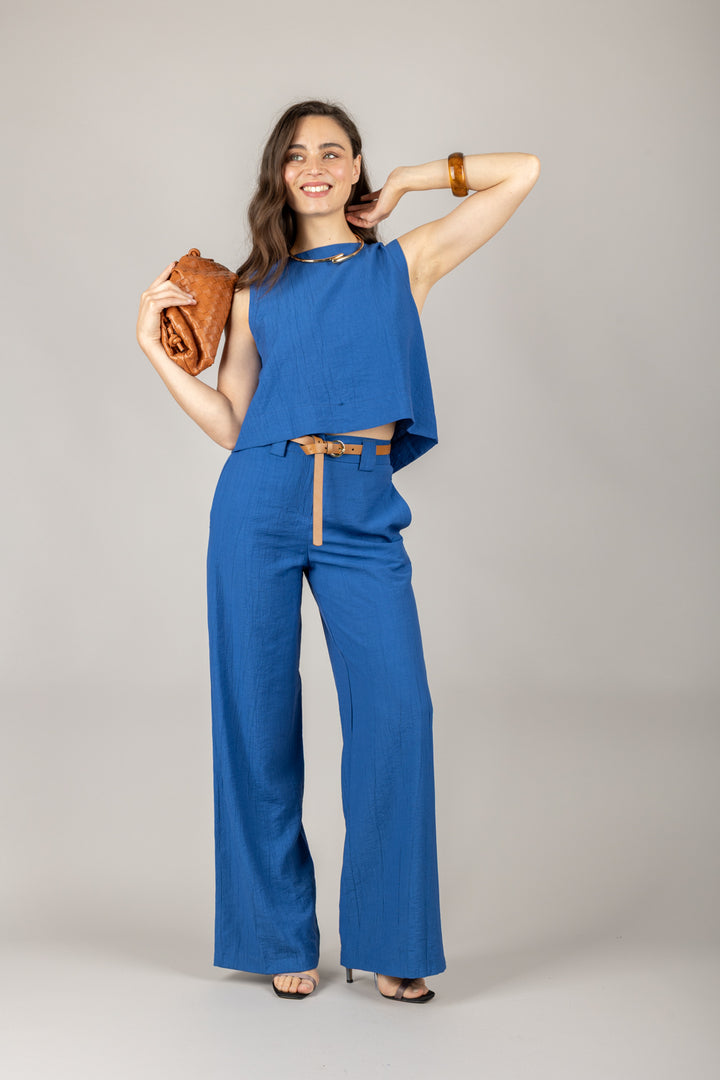 TENSIONE IN - 25P7789 - PANTALONE GOFFRATO CON CINTURA