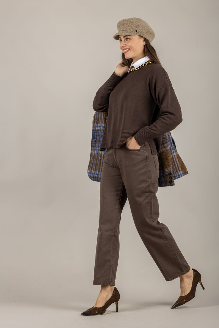 VICOLO - 77341F - MAGLIA GIROCOLLO DETTAGLI A COSTINE