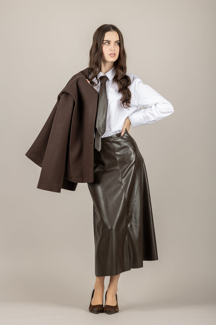 TENSIONE IN - 26C1335 - CAMICIA CON CRAVATTA IN ECOPELLE